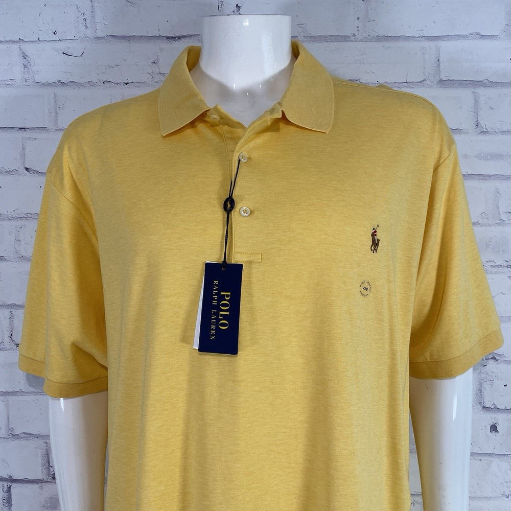 Ralph Lauren‎ Polo Shirt Men's 2XB Big Polo Short Sleeve Yellow Pony Prep NWT